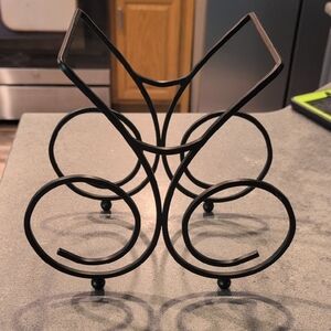 Sleek Black Metal Wine Holder